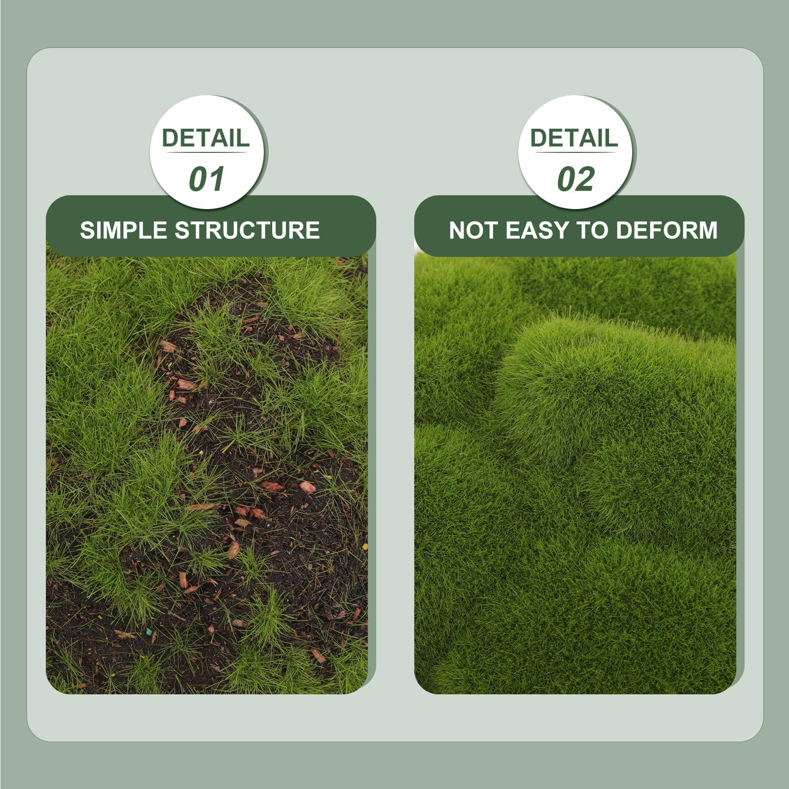 RENACLIPY 2-Pack Artificial Moss Decorations Green Faux Moss Ornaments for Indoor and Outdoor