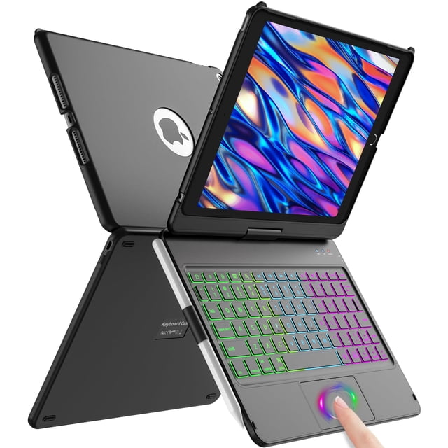 Funda para iPad con teclado AMZCase para iPad de 9ª, 8ª y 7ª generación