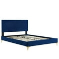 thumbnail image 5 of Platform Bed Frame, Tufted, Blue Navy, Velvet, Mid Century Bedroom, Modern Contemporary Boutique HB35554, 5 of 8