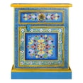 thumbnail image 2 of vidaXL Bedside Cabinet Solid Mango Wood Turquoise Hand Painted, 2 of 5