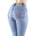 thumbnail image 2 of Fashion2Love Women's Juniors Colombian Design Butt Lift Push Up Mid Waist Skinny Jeans, 2 of 9