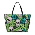 thumbnail image 2 of Balery Skull and Palm Leaves Beach Travel Bag - Water-Resistant, Large Capacity Lightweight Tote with 7 Pockets for Women and Men - Perfect for Beach, Pool, Gym, and Travel, 2 of 7