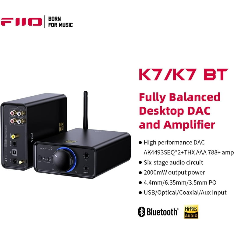 FiiO K7BT Balanced HiFi DAC Bluetooth Headphone Amplifier AK4493S 