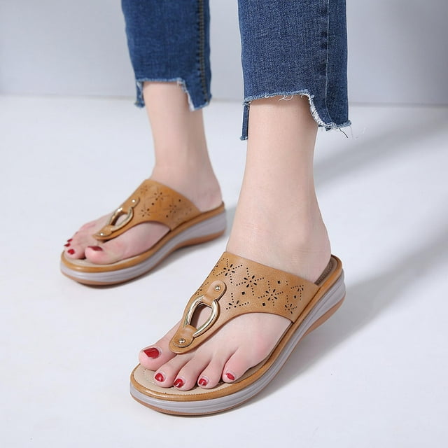 Sandalias informales a la moda para mujer, chanclas para exteriores, zapatillas de cuña para la playa Wmkox8yii ytu8645