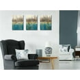 thumbnail image 5 of Teal Wall Art Modern Abstract Pictures Cityscape Canvas Skyline Painting Bathroom Decor, Grey Blue Turquoise Artwork Framed for Living Room Bedroom Home Office Wall Decor, Set 12"x16"x3 Panels, 5 of 6