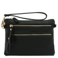 thumbnail image 2 of FashionPuzzle Multi Zipper Pocket Small Wristlet Crossbody Bag (Black), 2 of 8
