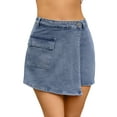 thumbnail image 1 of Inspire Chic Conjunto: Pantalones Cortos de Mezclilla para Mujer, Cargo, Falsos, de Cintura Alta, Mini Shorts, XL, Azul, 1 of 6