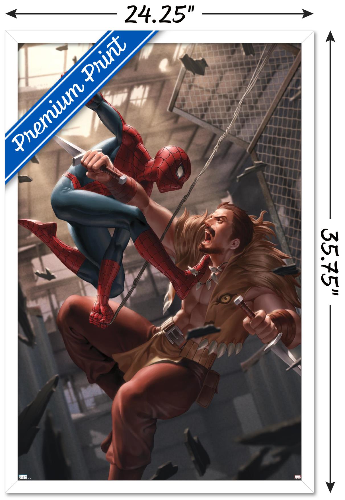 Marvel Comics - Spider-Man - Battle with Kraven Wall Poster, 22.375" x 34", Framed