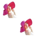 thumbnail image 2 of Qarigey Sombrero de paja Bowknot para mujer - Fácil de empacar Sombrero de paja ecológico para mujer Rosa roja 2Conjunto, 2 of 6