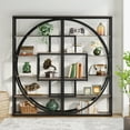 thumbnail image 2 of Tribesigns 70.8 inch Tall Bookshelf, 5-Tier Etagere Bookcase, Modern Book Shelf Display Tack Shelving with 8 Open Storage Shel for Home Office, Living Room, Vintage Grey, 2 of 8