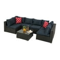 thumbnail image 3 of VANELC Patio Furniture Sets 6 Pieces Outdoor Sectional Rattan Sofa Manual Weaving Wicker Patio Conversation Set with Glass Table and Dark Blue Cushion, 3 of 9