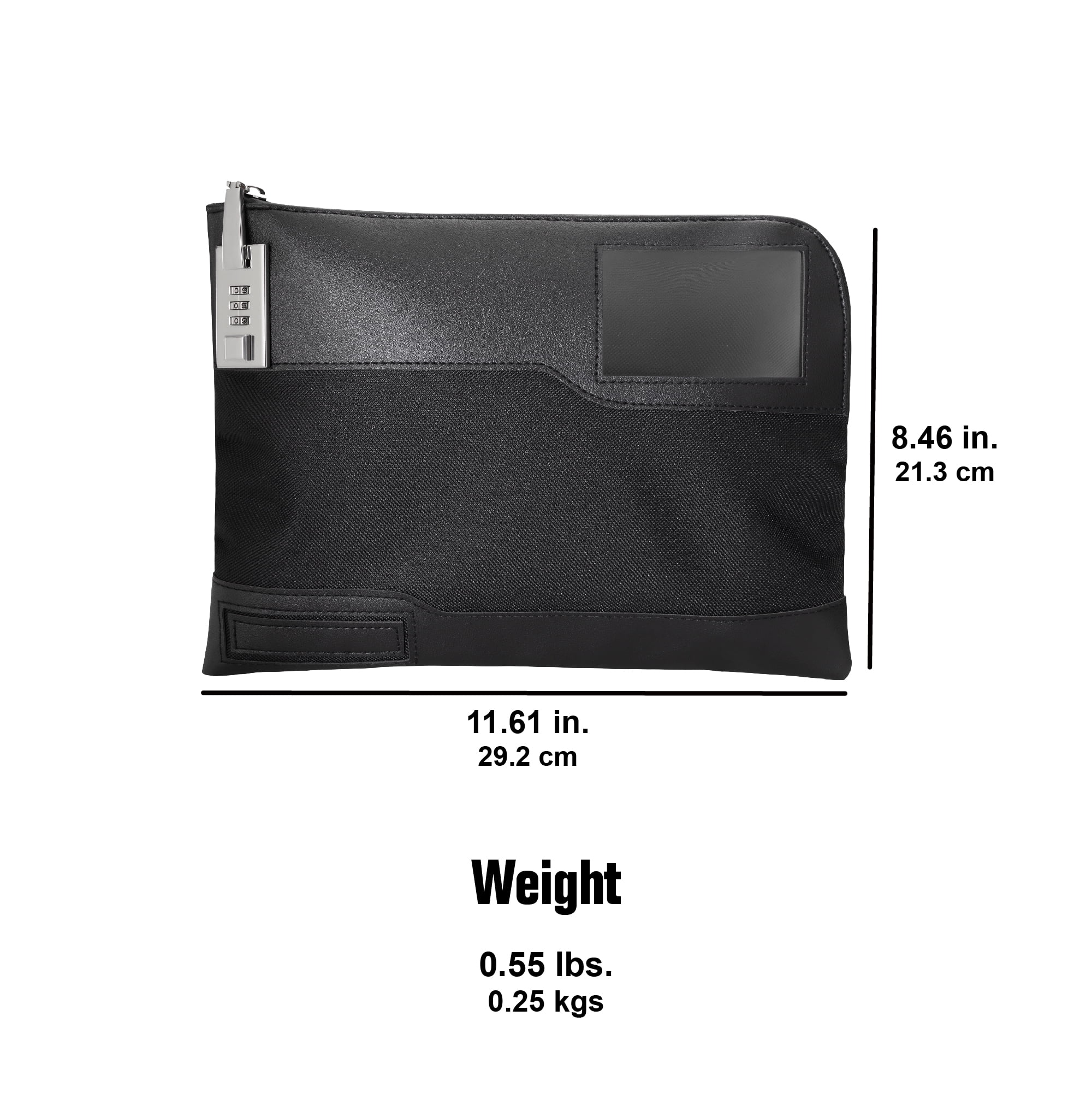 Pen+Gear Secure Locking Bank Bag, Black, Nylon, 11.5" x 8.39"