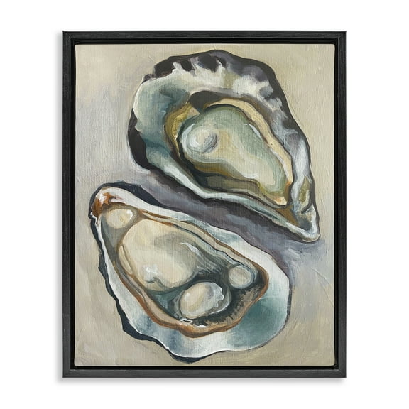 Stupell Industries Nautical Oyster Duo Animals Painting Black Floater Framed Canvas Art Print Wall Art, 17 x 21