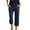 Navy, variant on HOWPAY Womens Capri Pants Casual Relaxed Fit Elastic Waist Cropped Trousers with Pockets Straight Leg Solid Color Summer Lounge Pant Khaki L