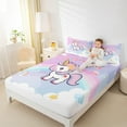 thumbnail image 4 of Feelyou Dreamy Unicorn Kids Queen Sheet Sets, Rainbow Stars Rainbow Flat Sheet, Kawaii Cartoon Animal Queen Fitted Sheet, Microfiber Bedroom Decor, 4 Pieces, 4 of 7