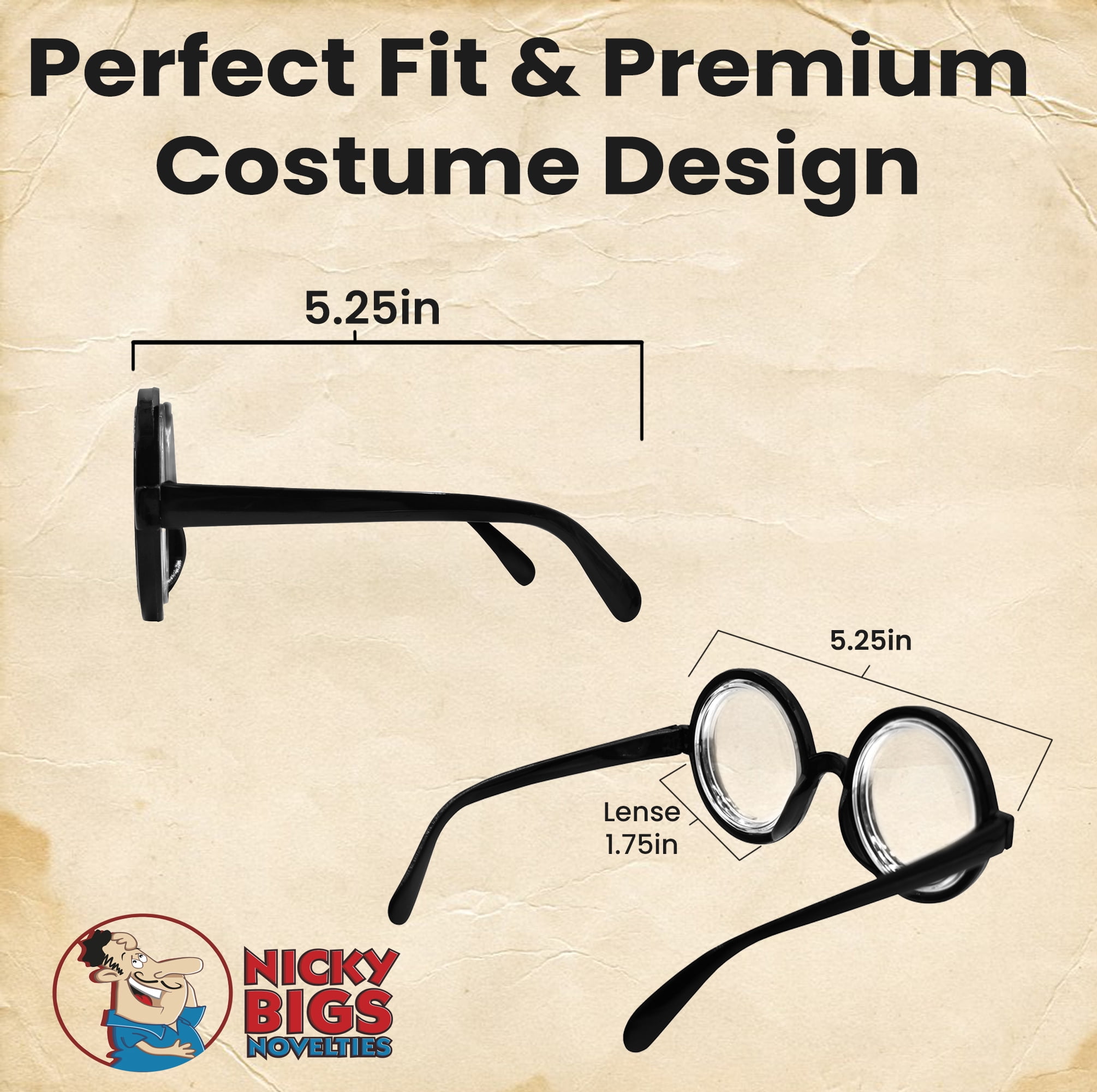 Lunettes Rondes Rétro En Plastique - Monture Noire - Taille Unique - Accessoire Déguisement Harry Potter, Cosplay, Fête - 3