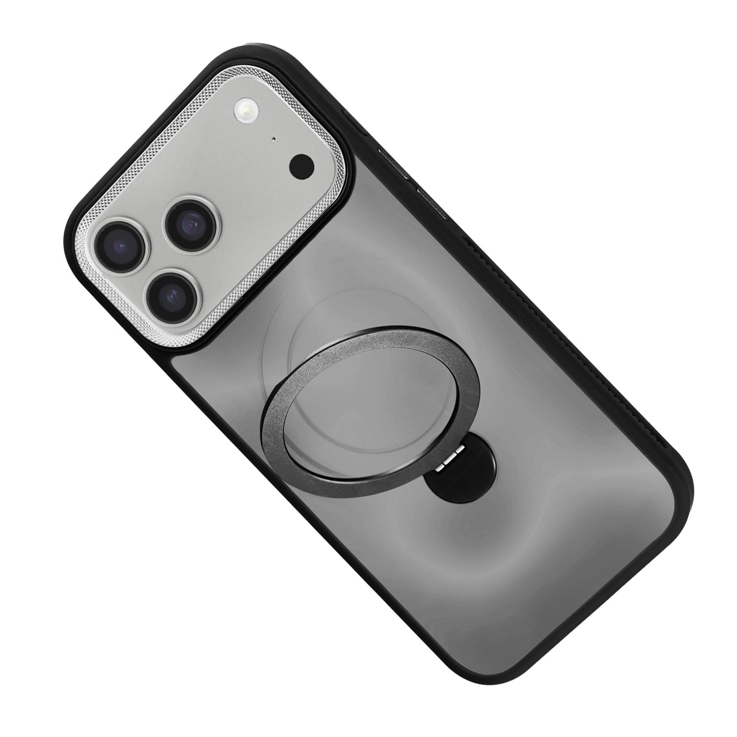 Matte Hard Magnetic Ring Holder Case for iPhone 17 Pro Max - Black