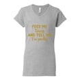 thumbnail image 3 of Gold Feed Me Tacos And Tell Me I'm Pretty Cinco de Drinco Cinco De Mayo Women’s Standard V-Neck Tee, Heather Grey, X-Large, 3 of 5