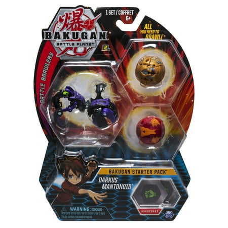 Bakugan Starter Pack 3-Pack, Darkus Mantonoid, Collectible Action Figures, for Ages 6 and