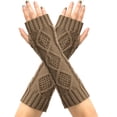 thumbnail image 4 of Guantes de lana de punto con rombos para mujer, cálidos y versátiles, con mangas de medio dedo y mangas extendidas sin dedos para invierno., 4 of 5
