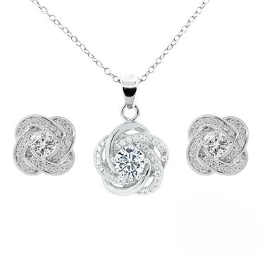 Cate & Chloe Stella 18k White Gold Plated Jewelry Set with Simulated Diamond Crystals Gift for Women