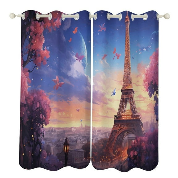 Eiffel Tower Modern Window for Living Room Curtains for Child Bedroom Kitchen Decor Blinds Drapes