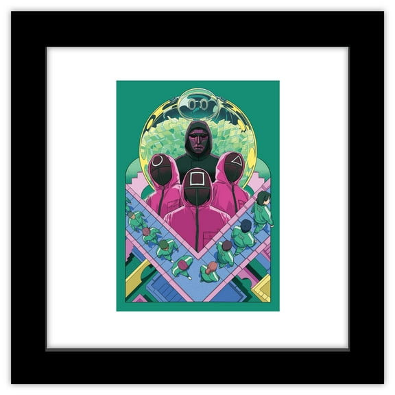 Gallery Pops Squid Game - Front Man Games Graphic Wall Art, Black Framed Version, 12" x 12"