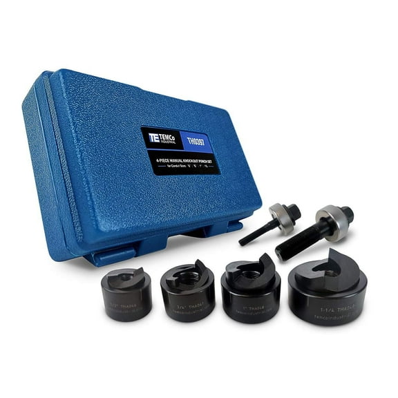 TEMCo TH0397 Manual Knockout Punch Driver Set for 1/2" to 1-1/4" Electrical Conduit Hole Sizes