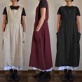 thumbnail image 5 of MesaSe Robe Femme Décontractée Ample Unie à Bretelles Longues Tablier en Coton Lin avec Poches, 5 of 5
