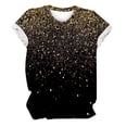 thumbnail image 4 of Prolriy Hauts d'Été pour Femmes 2025 T-Shirt Décontracté à Manches Courtes Col Rond Imprimé Cristal Brillant Printemps Or L, 4 of 4