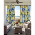thumbnail image 4 of Watercolor Lemon Blackout Curtains, Light Blocking Print Window Curtains, Botanical Leaves Country Blue Thermal Insulated Window Drapes for Living Room Kitchen Cafe 2 Panels, 55"W x 39"L, 4 of 9