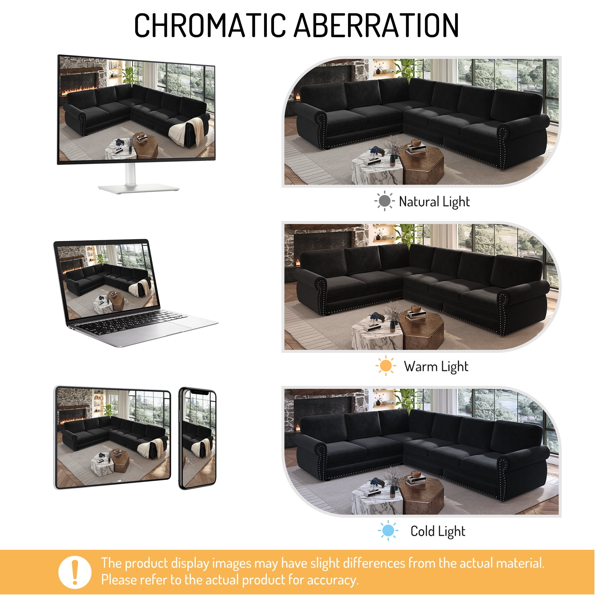 LLappuil Sectional Sofa Couch, Oversized Chenille Sofa with Pull Out Sofa Bed for Living Room Black