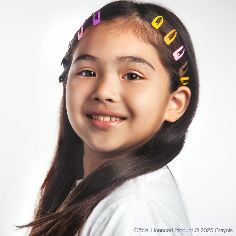 ENCHANTE-CRAYOLA Kids Glitter Snap Hair Clips, Assorted Colors, 18