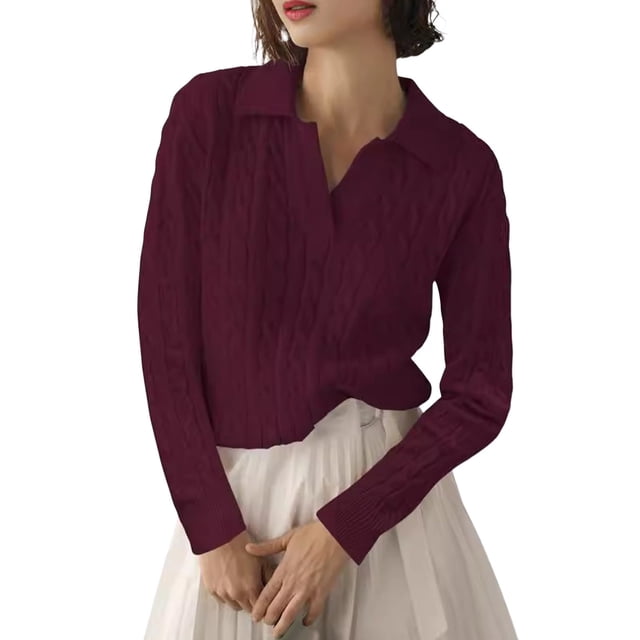 Chandail pour Femmes Classique Rayé Tricoté Confortable Chaud d'Hiver Décontracté Polyvalent Mode Haut