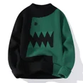 thumbnail image 2 of Suéter de dinosaurio divertido de Harajuku, prenda de punto cálida para otoño e invierno de 2024, nuevo diseño de empalme para parejas, jersey de punto para parejas, 2 of 4