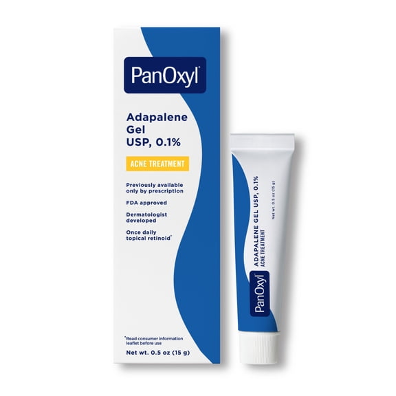 PanOxyl Adapalene 0.1% Leave-On Gel, Retinoid Acne Treatment, 0.5 oz