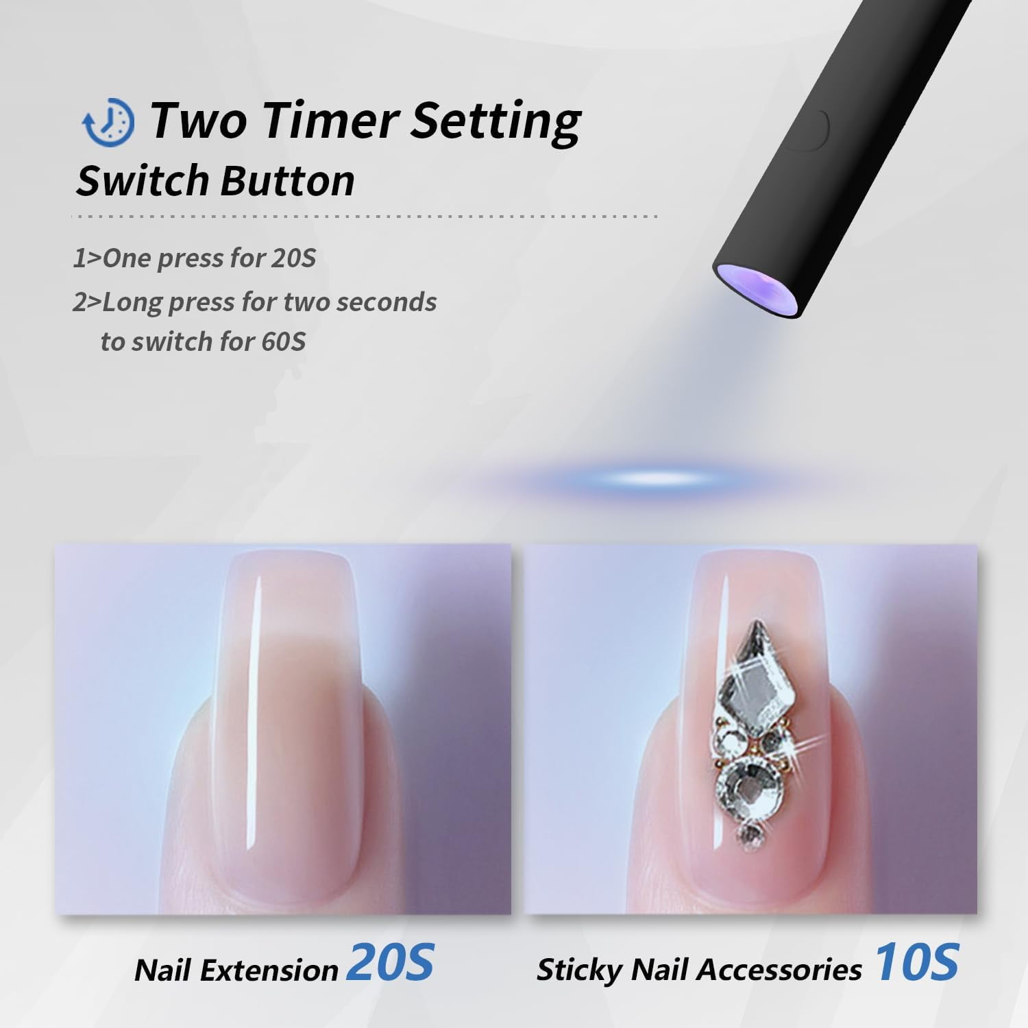 Mini UV LED Nail Lamp Handheld Rechargeable Nail Dryer Cordless 2 Timer Modes Fast Curing Foldable Stand Portable USB Nail Art Tool Gel Polish Light 4.4in For Home Salon Beginners Perfect Gift Idea