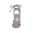 thumbnail image 6 of BLISSFUL STEP Women's Open Toe Crisscross Lace Up Block Heel Sandals Haze Blue 7, 6 of 7
