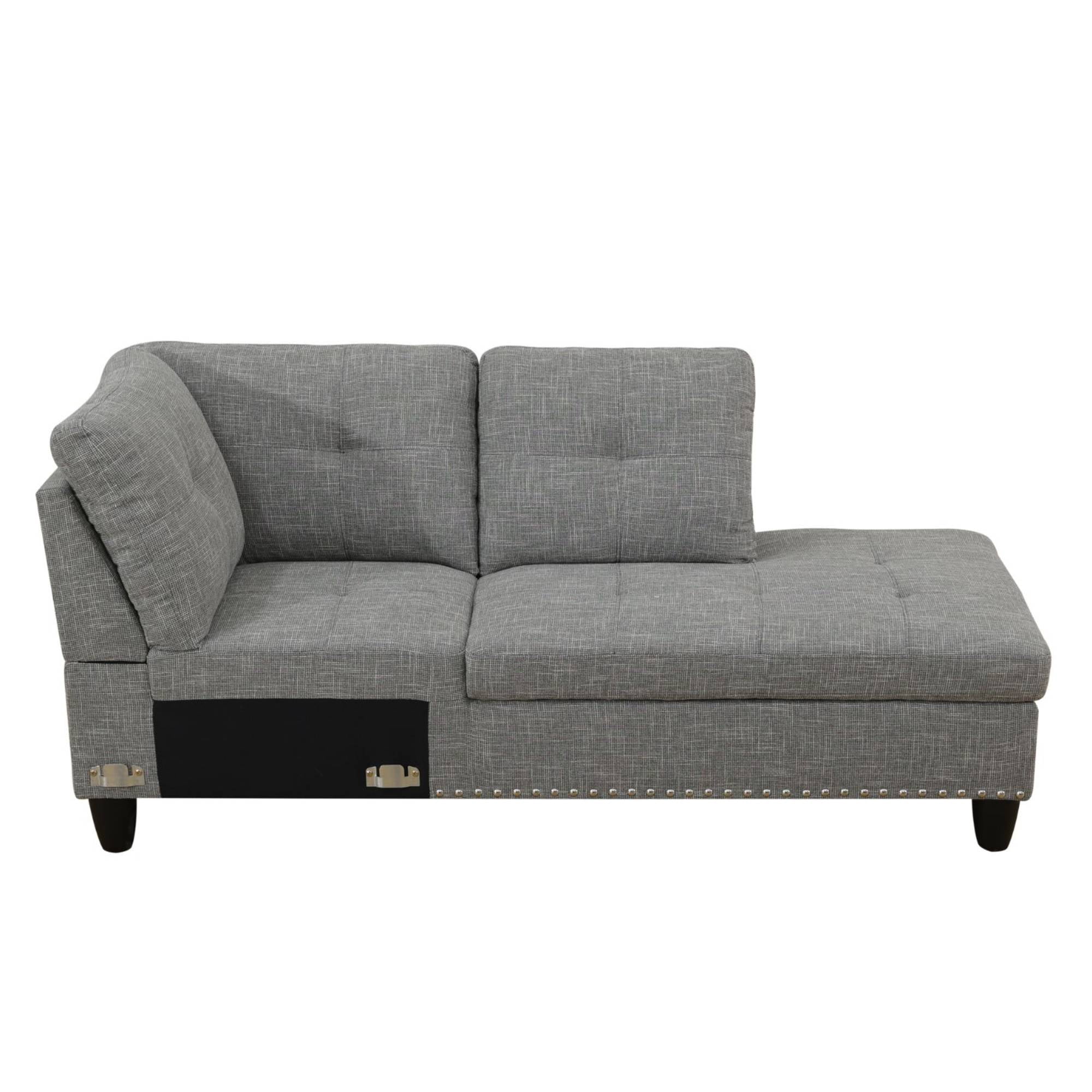 L Shaped Sectional Couches, Modular Corner Sofa with Cup Holder Lounge Sofa with Right Chaise for Living Room, Light Grey