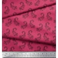 thumbnail image 2 of Soimoi Pink Cotton Poplin Fabric Black Sketch Floral & Paisley Decor Fabric Printed BTY 42 Inch Wide, 2 of 3