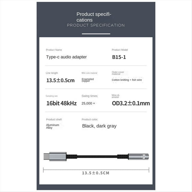 USB Tipo C una Conector para Auriculares de 3,5 mm Adaptador de Audio Digital Convertidor USB C una Cable Auxiliar para Auriculares de 3,5 mm Gris