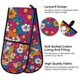 thumbnail image 2 of Yayeee Double Oven Mitt Kitchen Heat Resistant Baking 35" x7" Quilted Glove, Red Whimsical Floral, 2 of 6