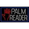 thumbnail image 1 of White Palm Reader With Blue Border LED Neon Sign 20" Tall x 37" Wide - inches Black Square Cut Acrylic Backing, with Dimmer - Bright and Premium built indoor LED Neon Sign for Storefront., 1 of 7