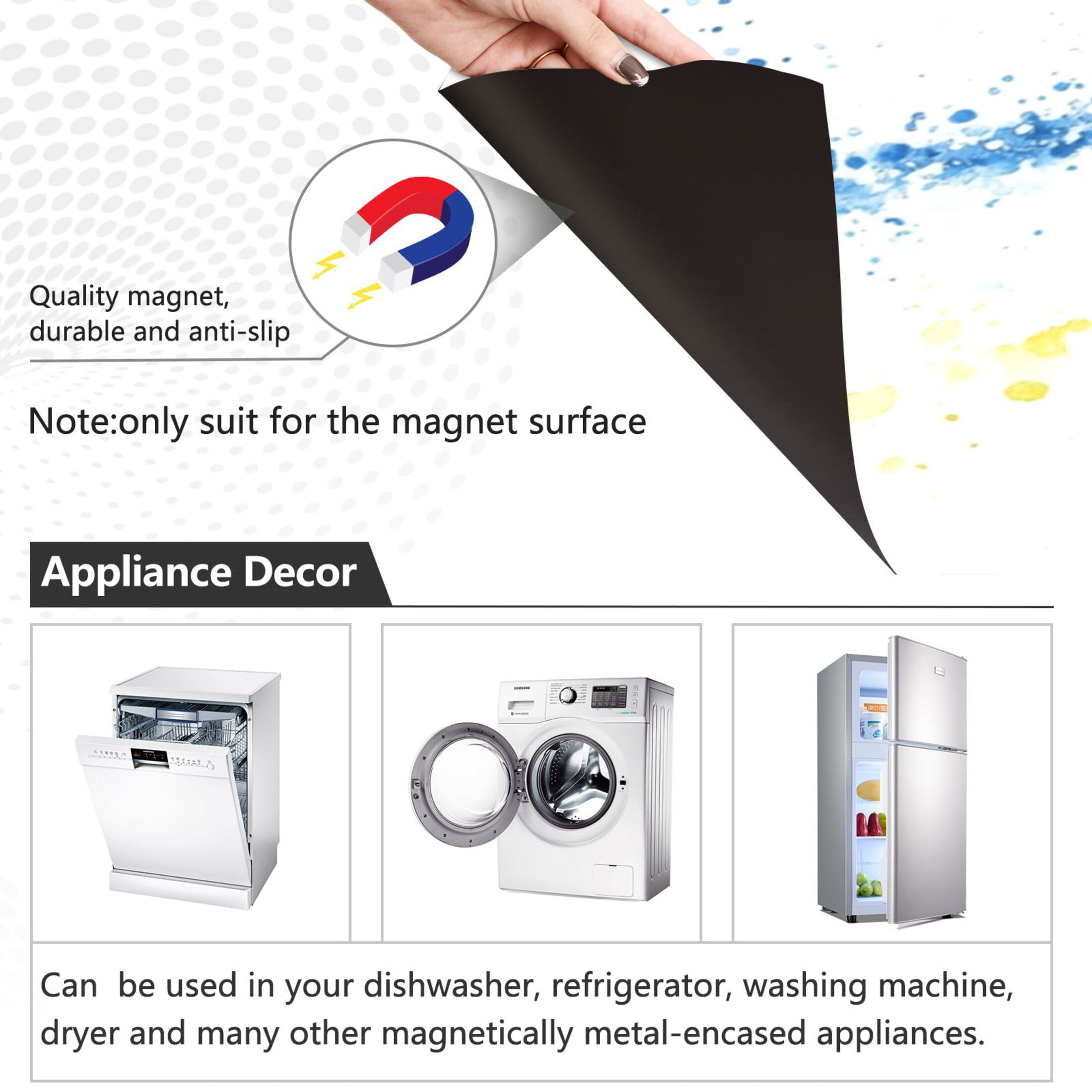 Dishwasher Magnetic Sticker 23x26 Inch Refrigerator Magnetic Sticker Washing Machine Magnetic Sticker Kitchen Panel Magnetic Sticker Home Decor Rainbow Cute Kitten