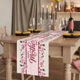 thumbnail image 3 of Happy Mother's Day Cotton Linen Table Runner for Dining Kitchen, Pink Floral Buffalo Plaid Burlap Wedding Outdoor Party Tablerunners Decoration, Dresser Scarf Coffee Tablecloth Runners 13x120 Inches, 3 of 9
