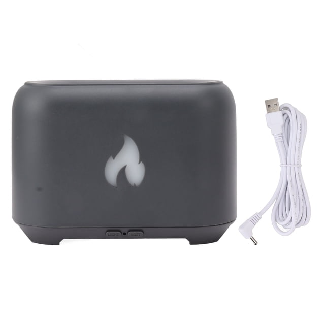 Difusor de llama 130ML Humidificador difusor de llama USB hueco 3D con luz de 7 colores LED para el hogar 5V Gris oscuro