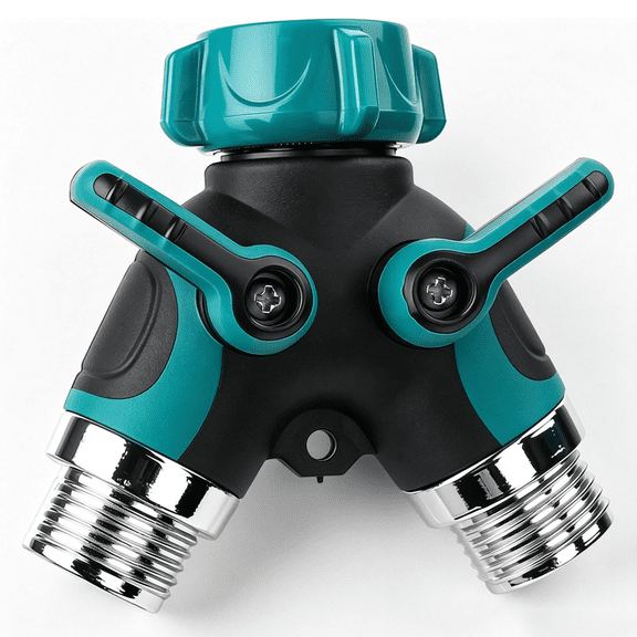 Hose Splitter 2 Way, Heavy Duty Zinc Alloy Garden Hose Splitter Outdoor Faucet Splitter with 2 Shut off Valves, 3/4 inch GHT for Lawn & Garden