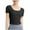 Black, variant on ABATAB Workout Crop Tops for Women Yoga Short Sleeve Mild Support Slim Fit Cropped Athletic Scoop Neck Plain Shirts Gym Tee Built in Bra