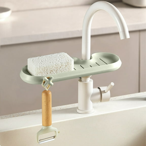 Weloille Rotating Kitchen Faucet Organizer, Sponge and Soap Holder for Sink, Bathroom Soap Tray Rack, Multi - Use Storage Rack, Space - Saving Kitchen and Bath Accessory