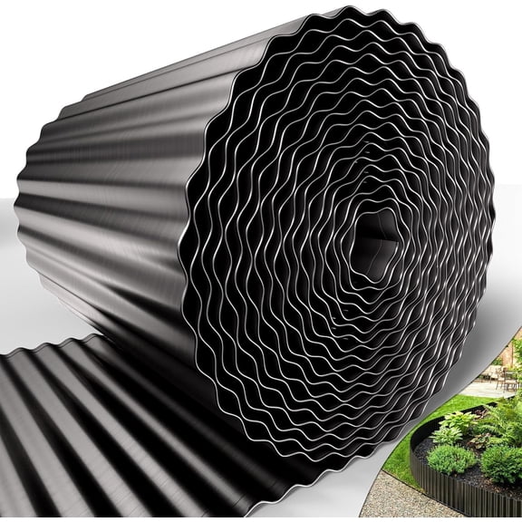 40FT x 8IN Flexible Corrugated Metal Garden Edging Roll, Rust Resistant Galvanized Steel Landscape Border, Flexible Lawn Edging for Flower Beds, Pathways & Outdoor Landscaping